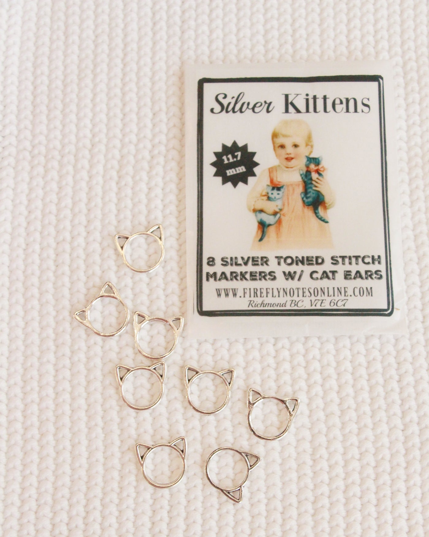 Silver Kittens Stitchmarkers